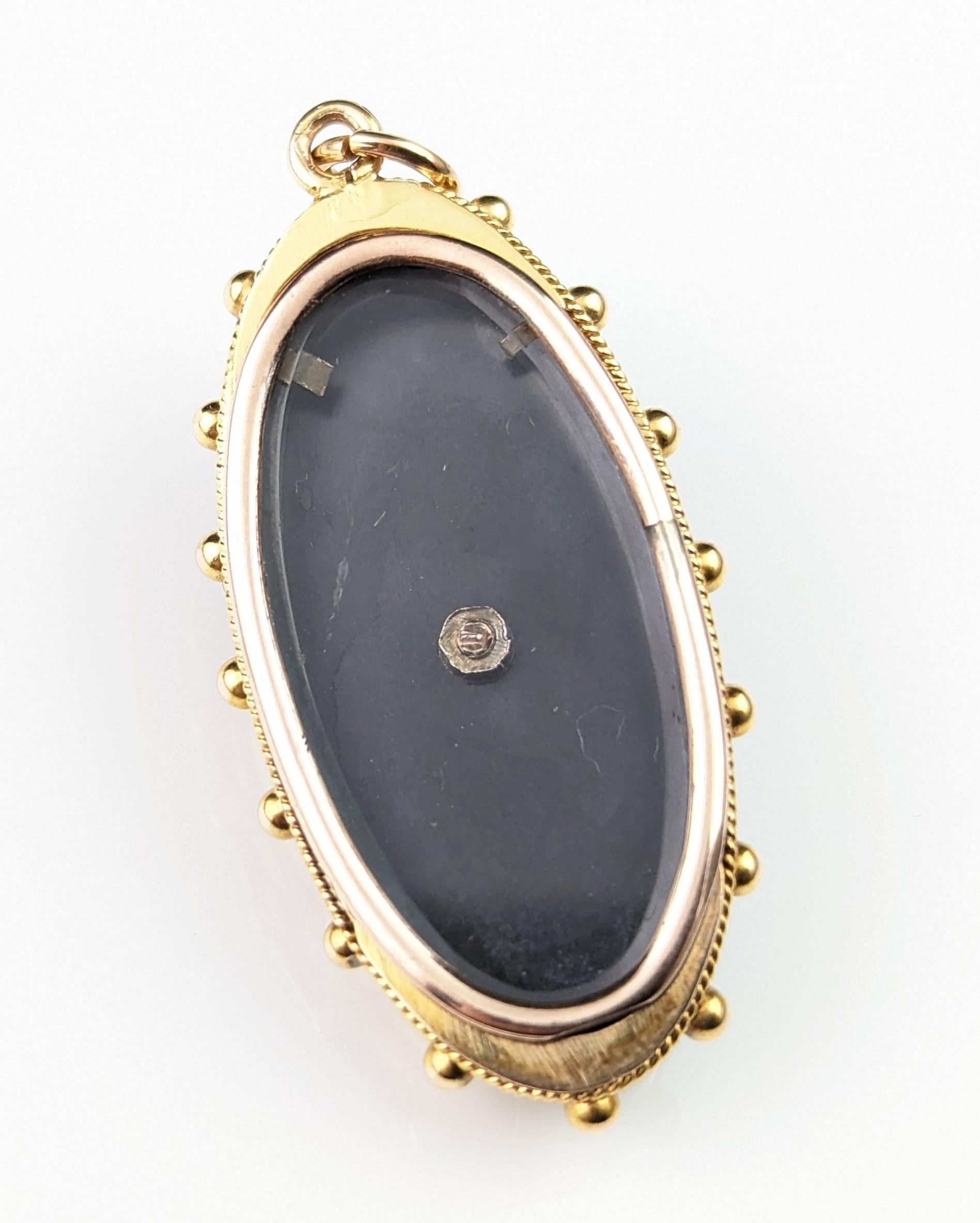 Antique Onyx and Pearl Mourning Locket, Star, 9k Gold 9