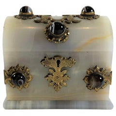 Antique Onyx and Scottish Agate Jewel Box