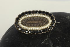 Antique Onyx and Sea Pearl Mourning Brooch