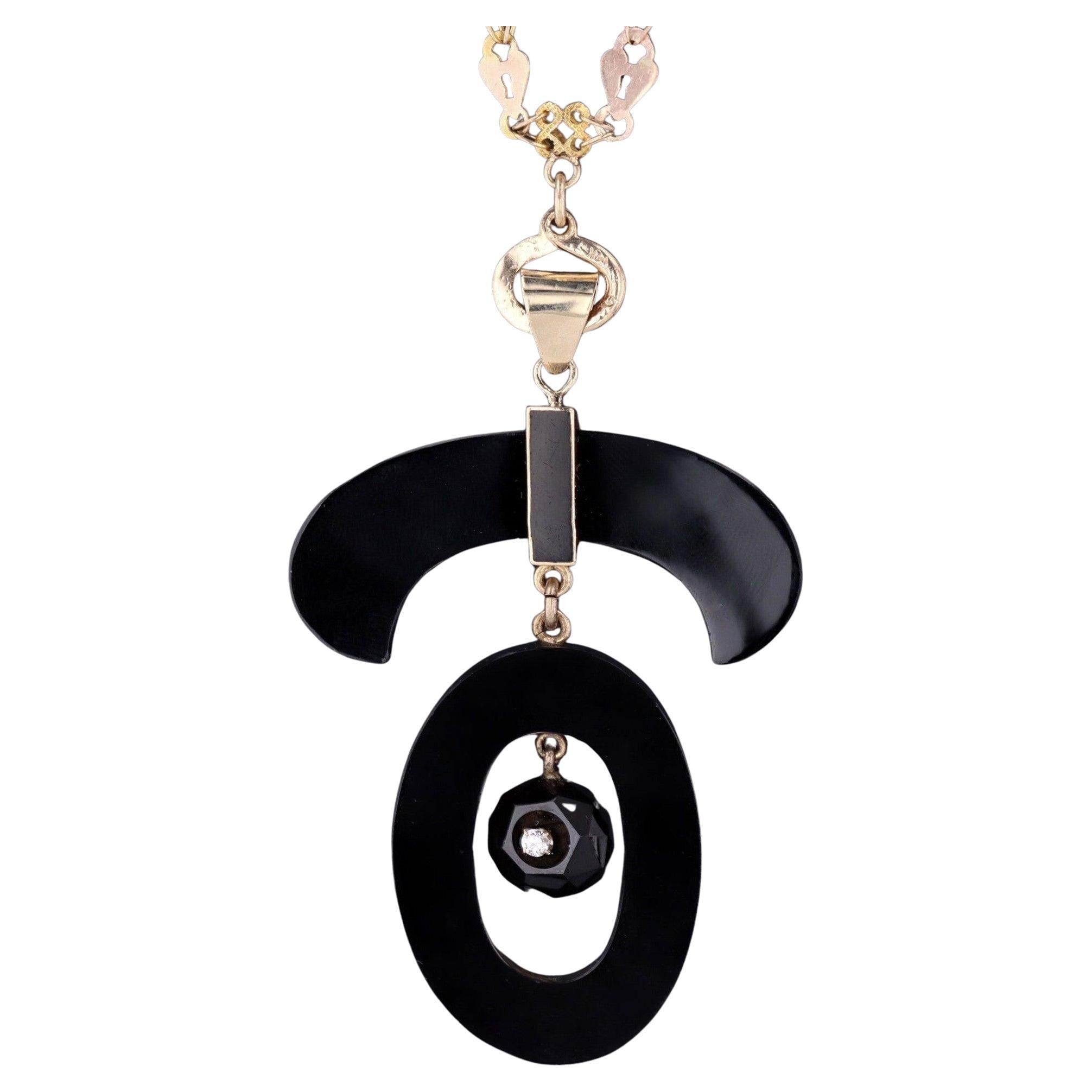 Antique Onyx Conversion Pendant of 14k Gold