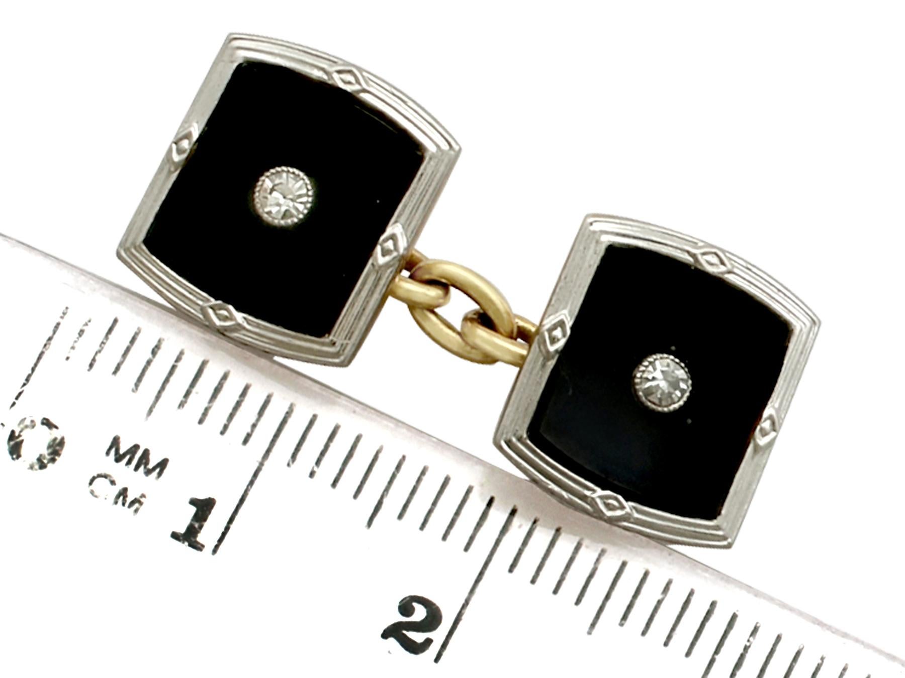 Women's or Men's Antique Onyx Diamond Gold Platinum Set Cufflinks