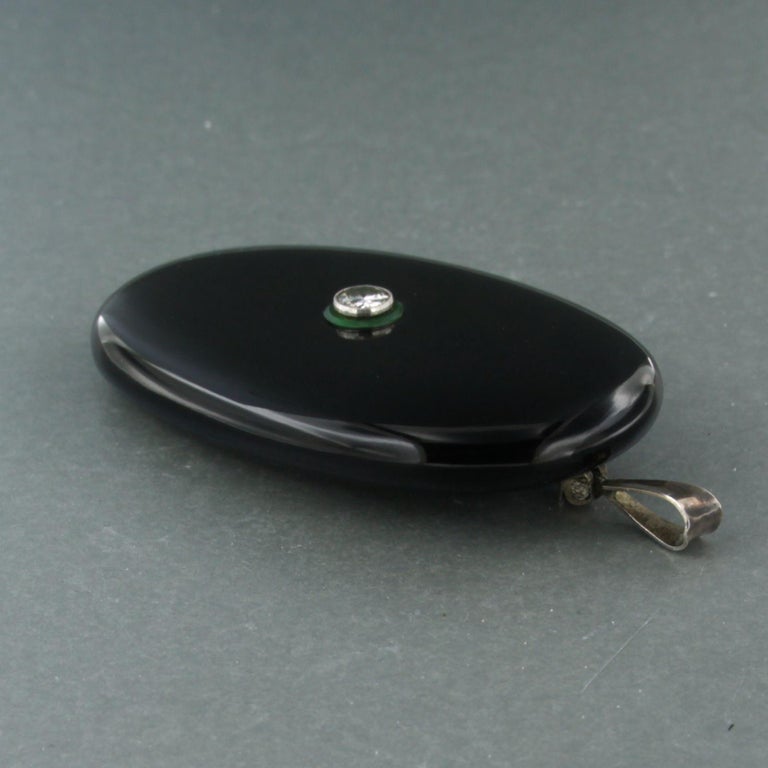 Antique Onyx Diamond Mourning Pendant In Good Condition For Sale In The Hague, ZH