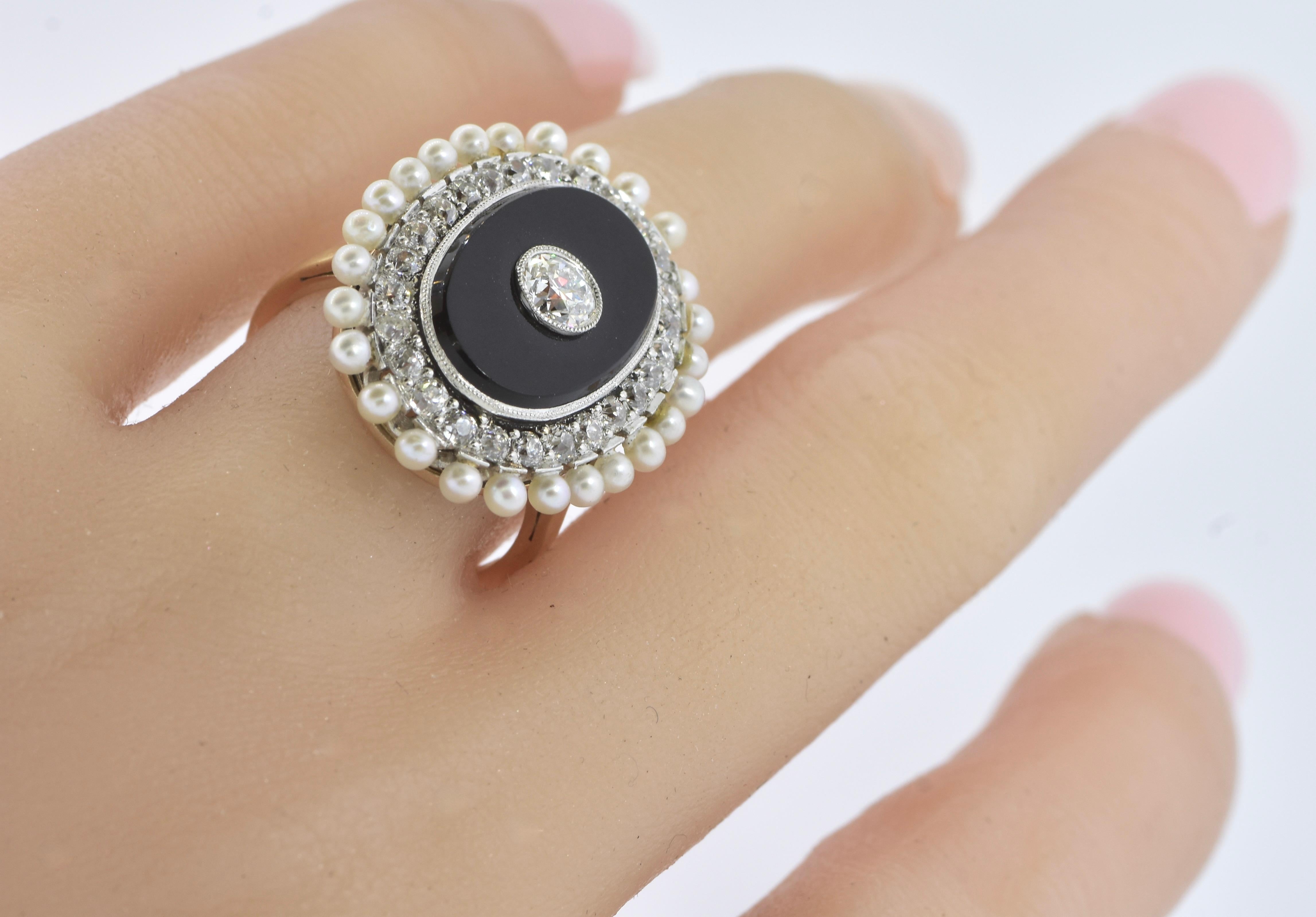antique onyx and diamond ring