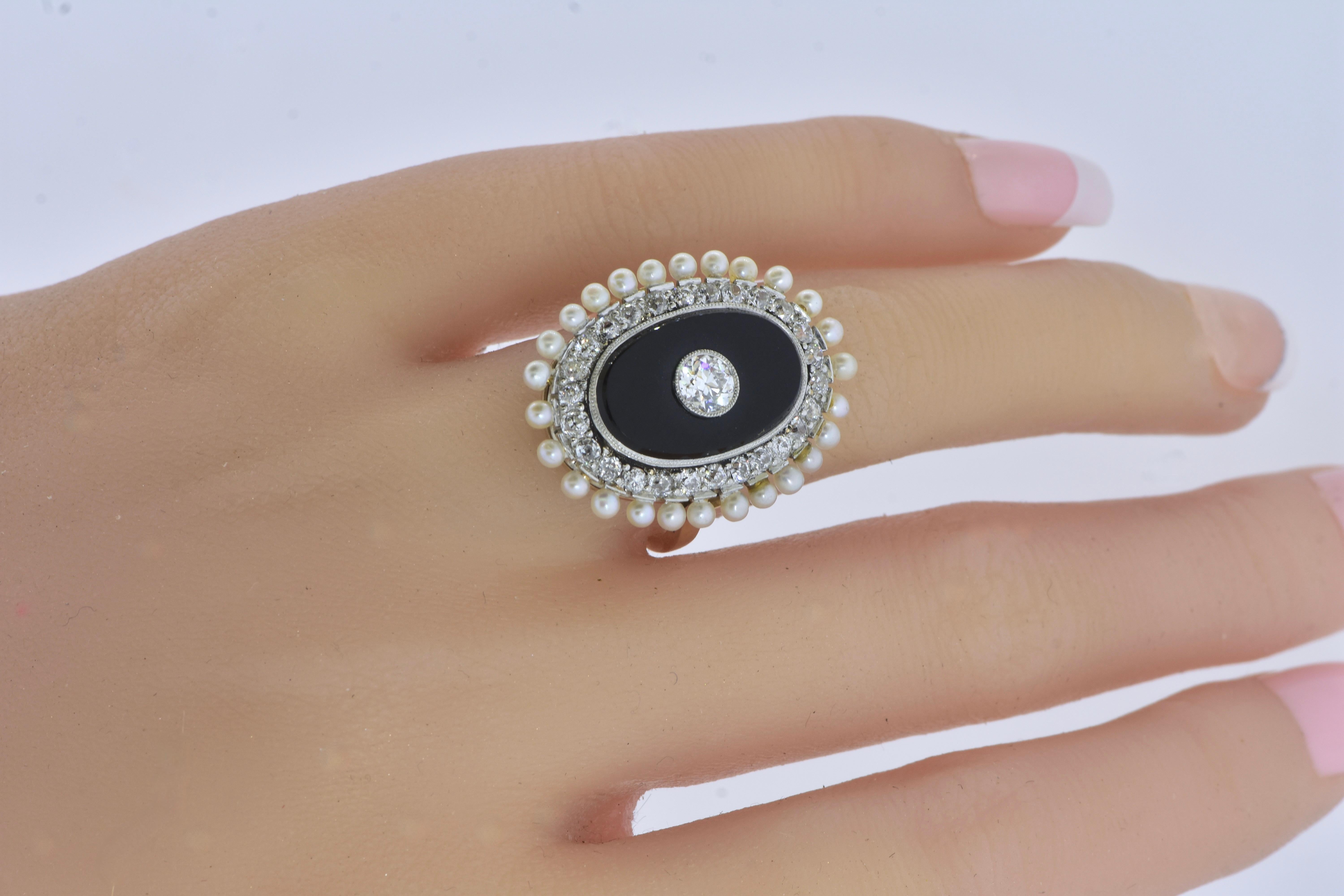 onyx and pearl ring