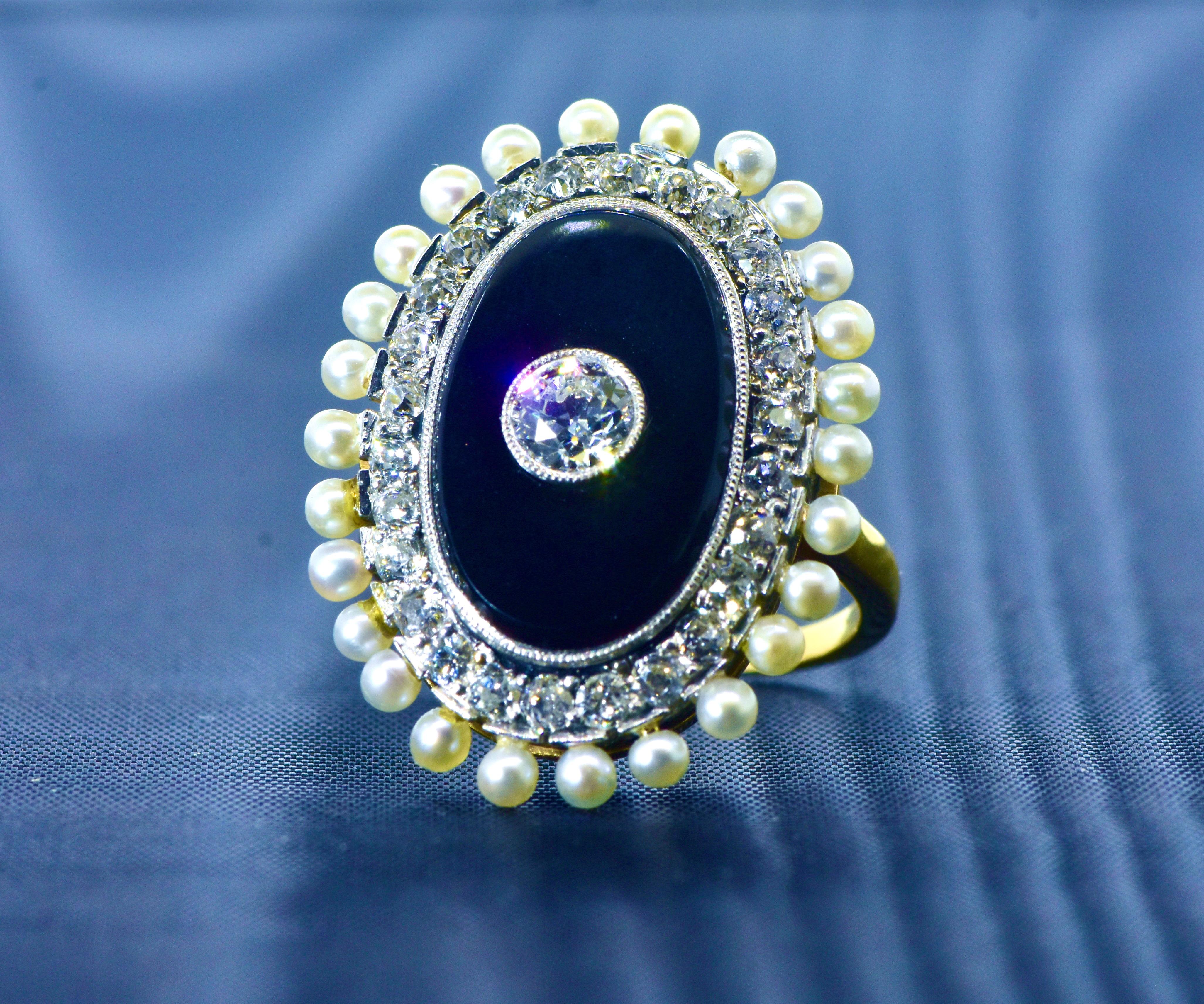 onyx and pearl ring