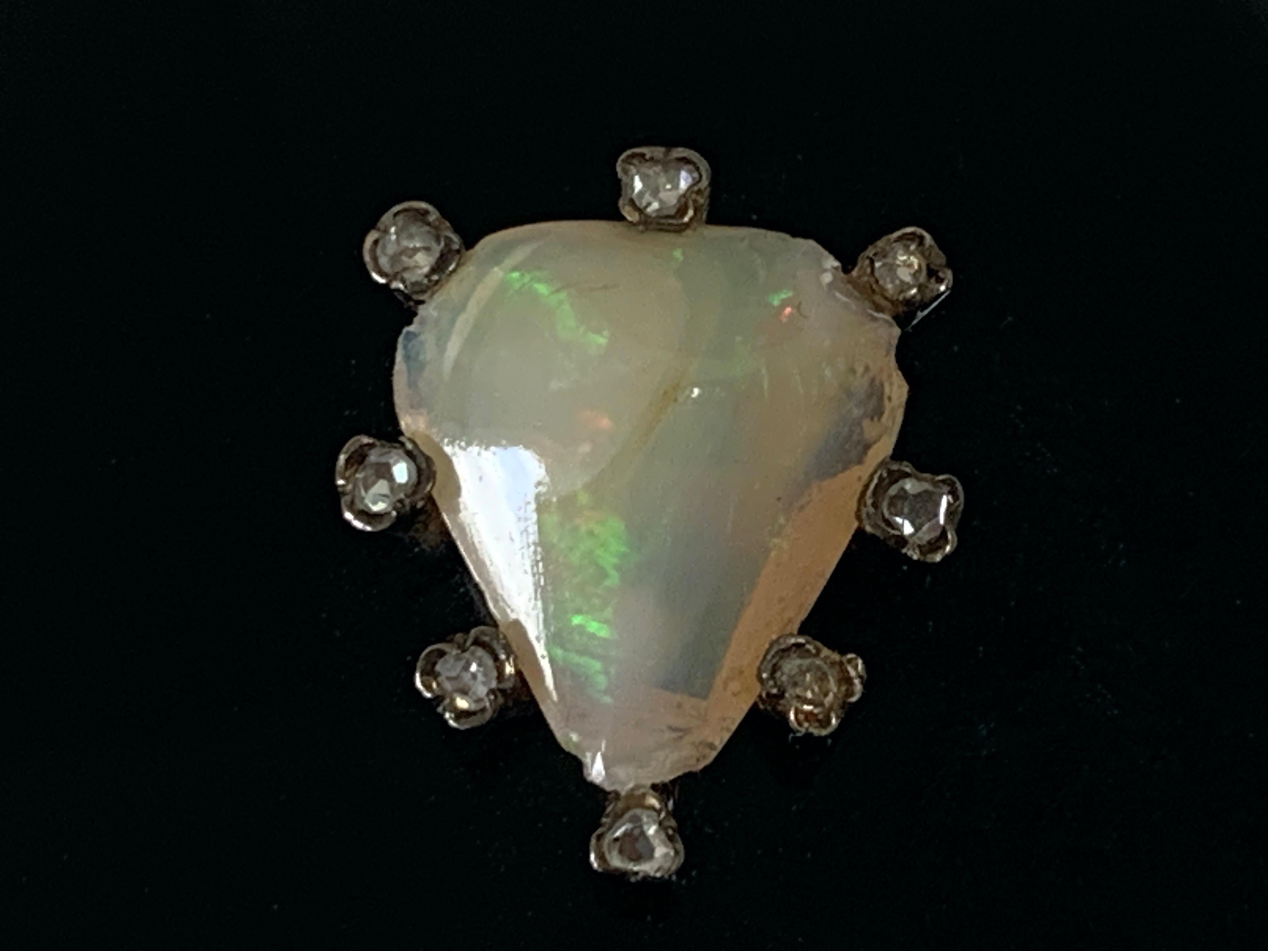 Médaillon de deuil antique en onyx, diamant et opale Bon état - En vente à London, GB