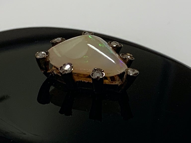 Women's Antique Onyx, Diamond & Opal Mourning Locket For Sale