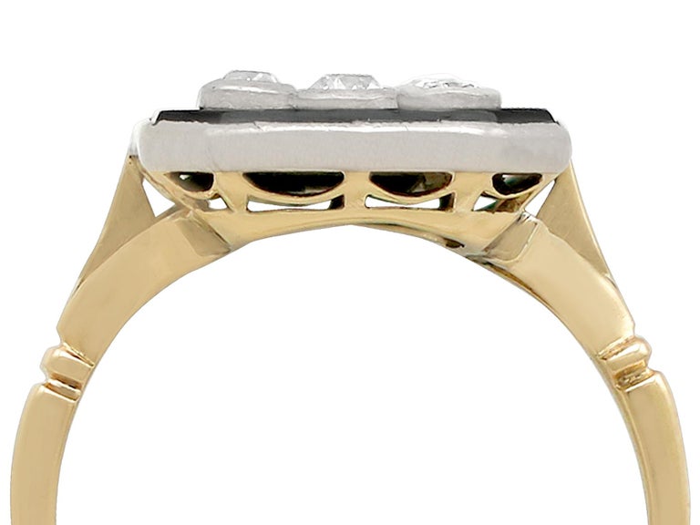 Onyx & Diamond Bezel/Bead Set Dress Ring in 9ct Yellow Gold main image 1