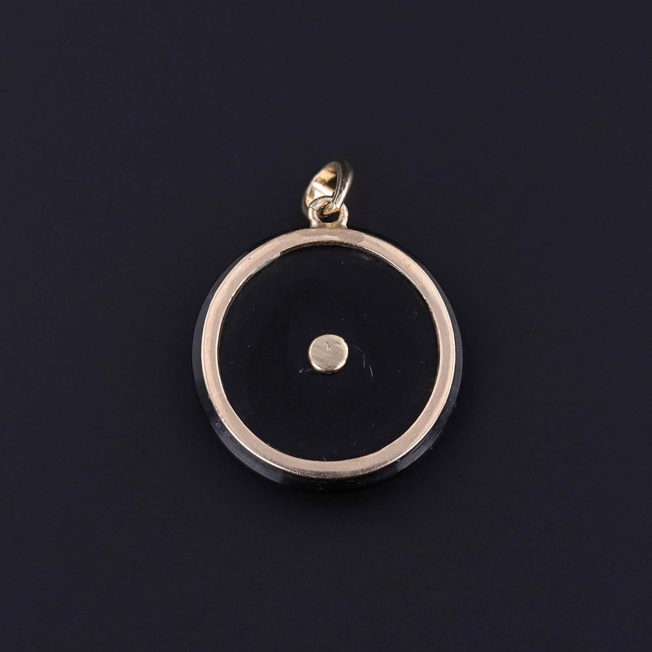 Art Nouveau Antique Onyx Frog Pendant of 14k Gold