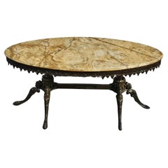 Antique Onyx Marble and Bronze Coffee Table-Cocktail Table-Rococo Style-20s