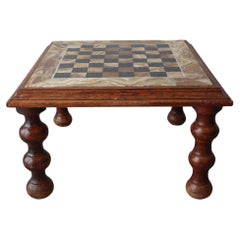 Antique Onyx & Marble Chess Checkerboard Game Coffee Table