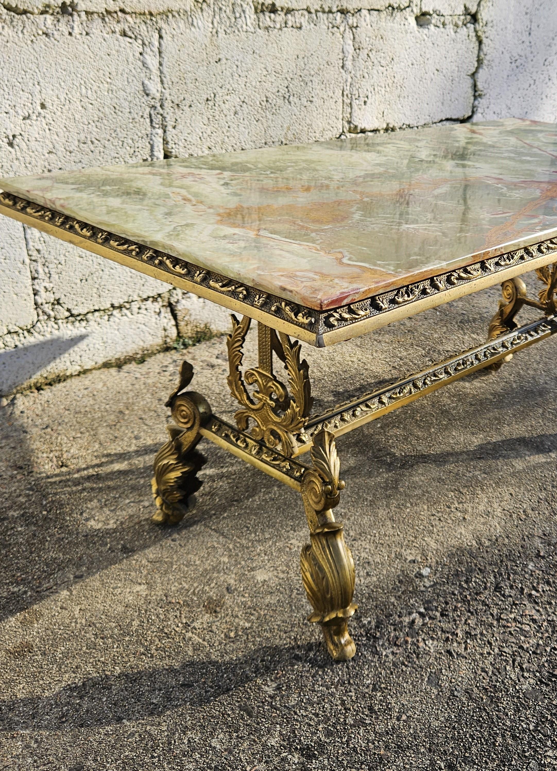 Antique Onyx Marble&Bronze Coffee Table -Marble Cocktail Table-Rococo Style-30s 4