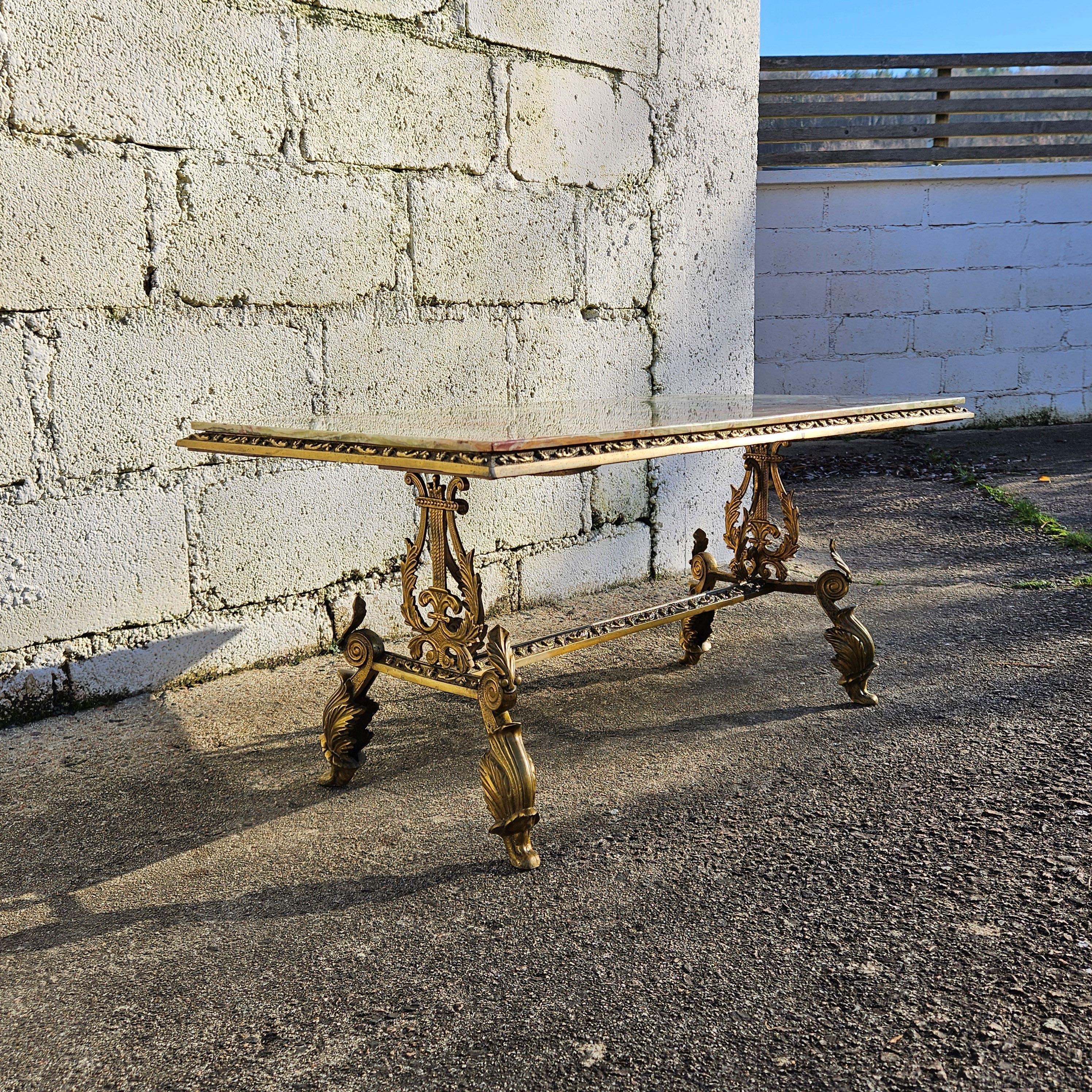 Antique Onyx Marble&Bronze Coffee Table -Marble Cocktail Table-Rococo Style-30s 5