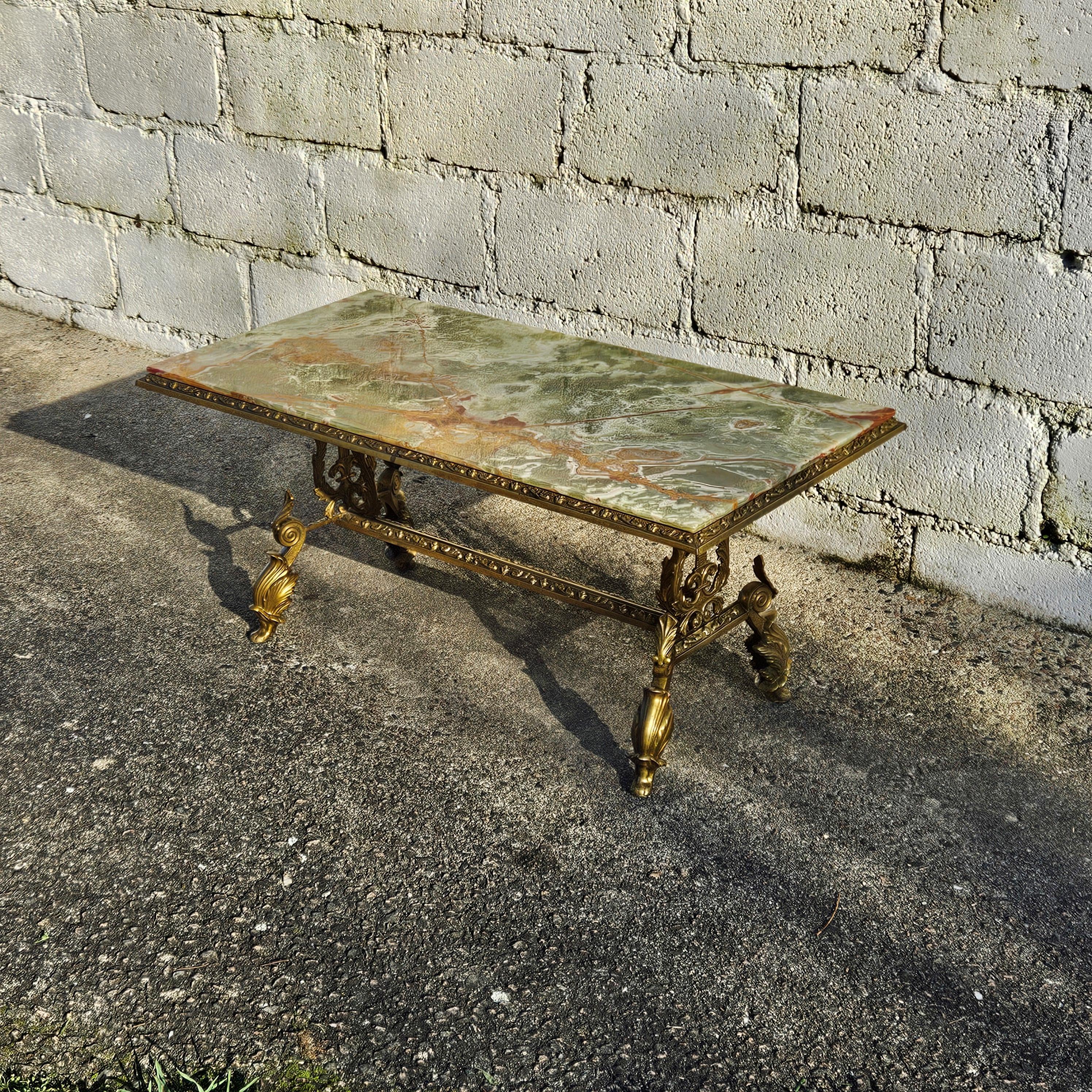 Antique Onyx Marble&Bronze Coffee Table -Marble Cocktail Table-Rococo Style-30s 7