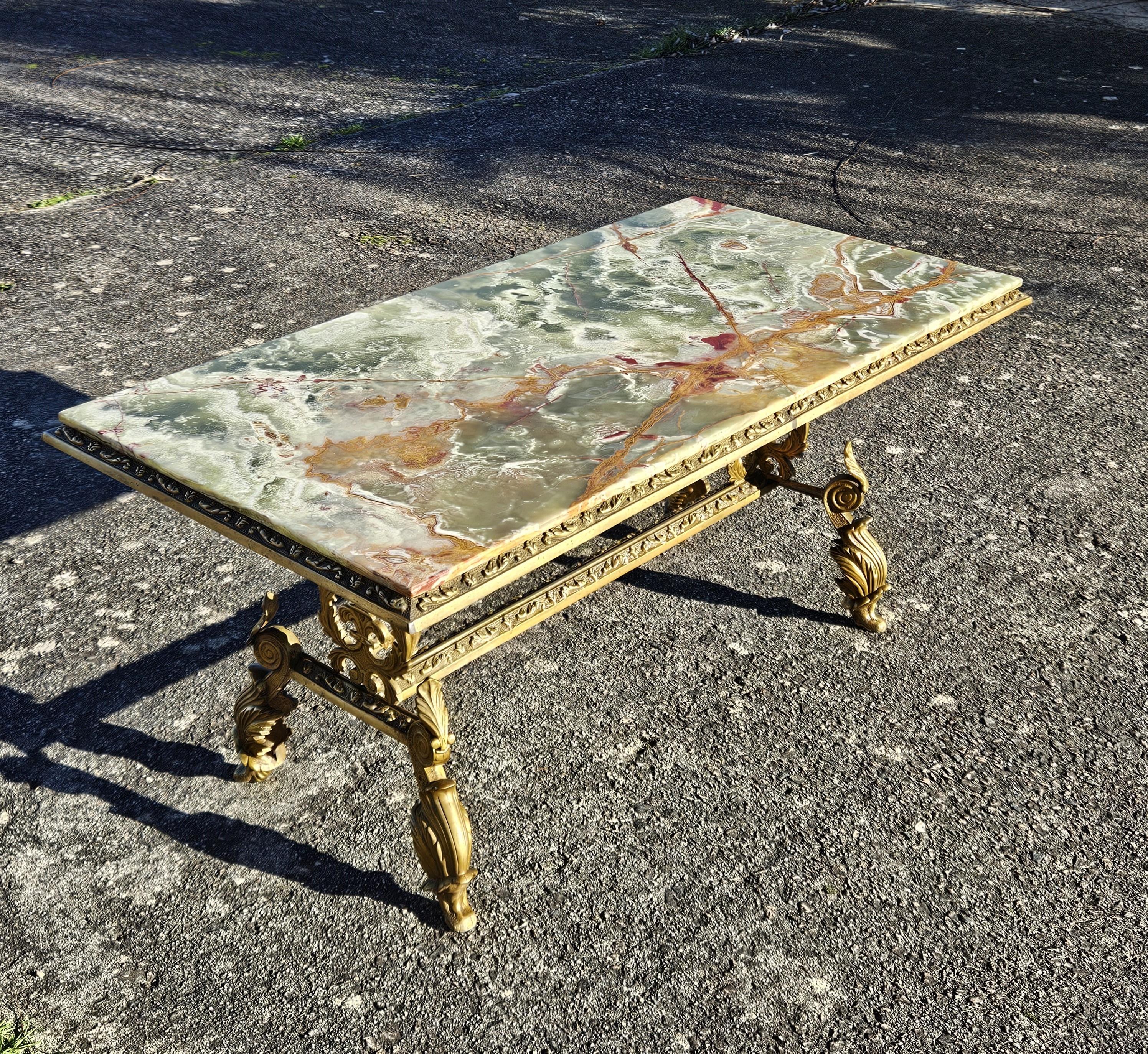 Antique Onyx Marble&Bronze Coffee Table -Marble Cocktail Table-Rococo Style-30s 8