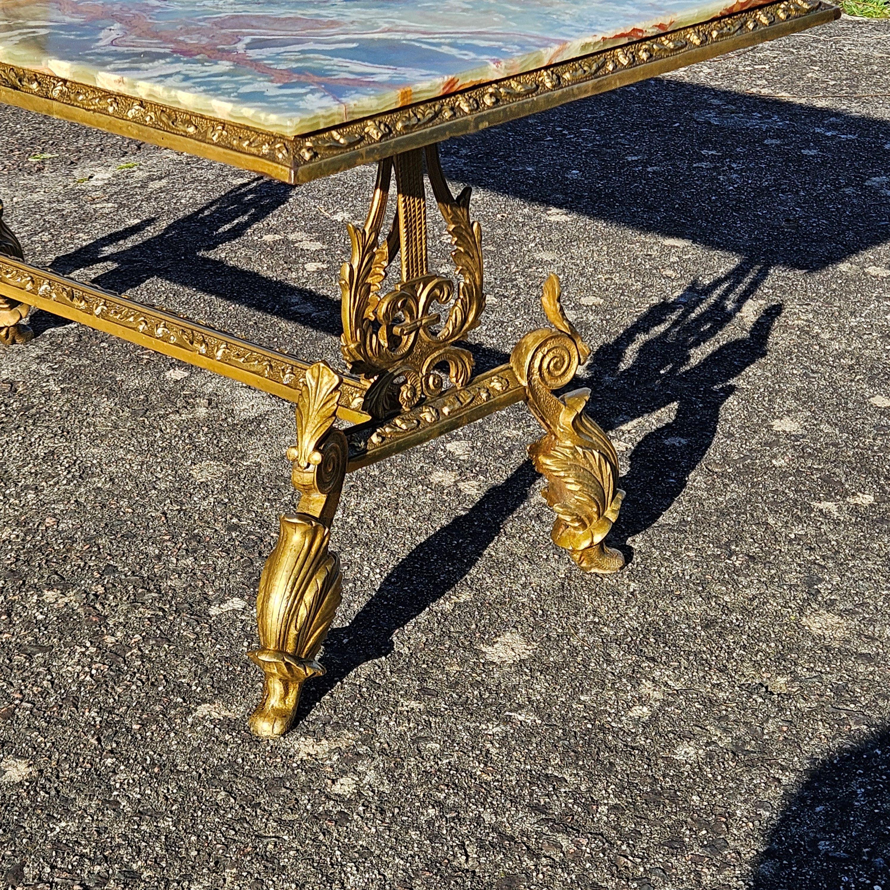 Antique Onyx Marble&Bronze Coffee Table -Marble Cocktail Table-Rococo Style-30s 10