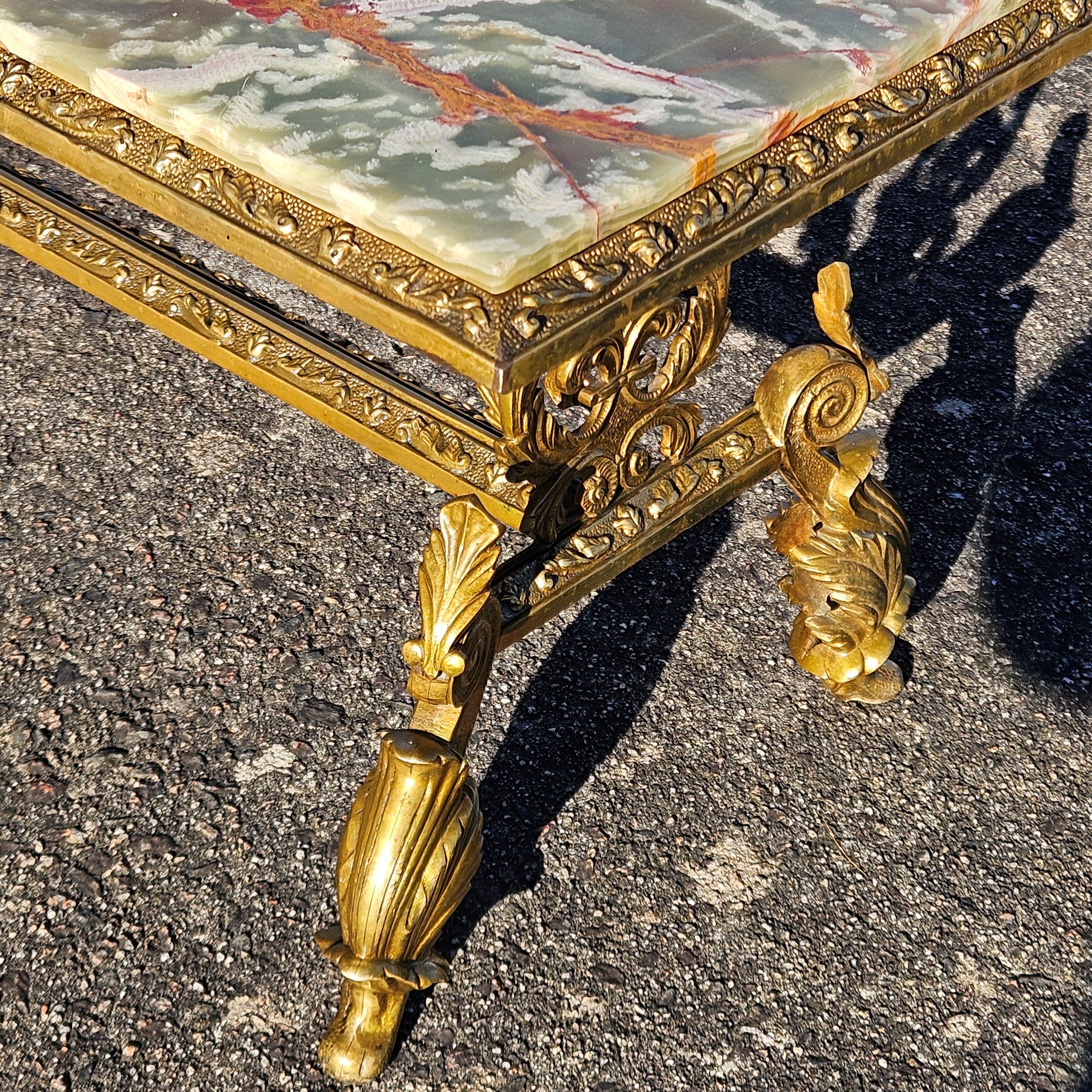 Antique Onyx Marble&Bronze Coffee Table -Marble Cocktail Table-Rococo Style-30s 11