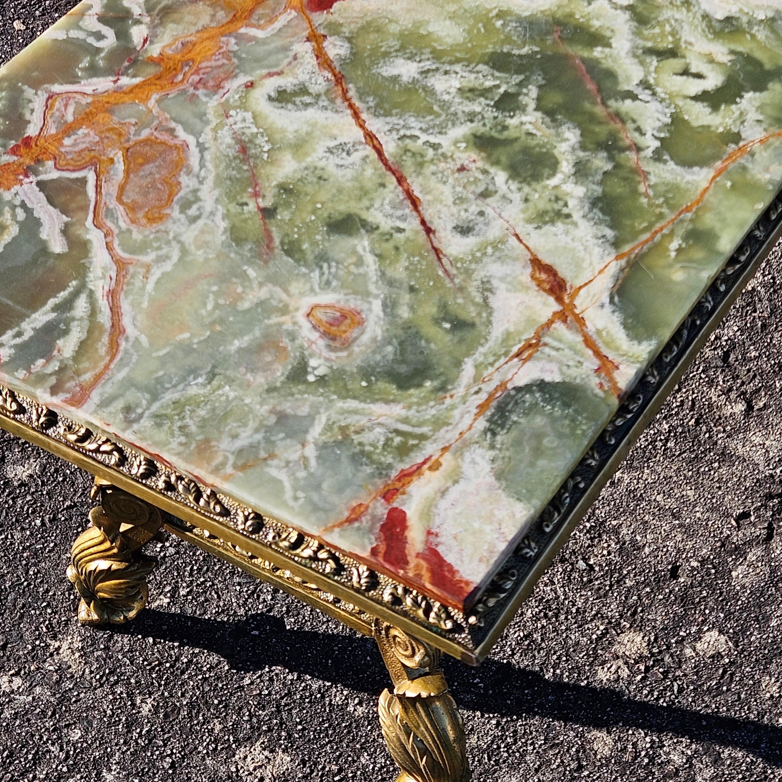 Antique Onyx Marble&Bronze Coffee Table -Marble Cocktail Table-Rococo Style-30s 12