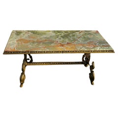 Antique Onyx Marble&Bronze Coffee Table -Marble Cocktail Table-Rococo Style-30s