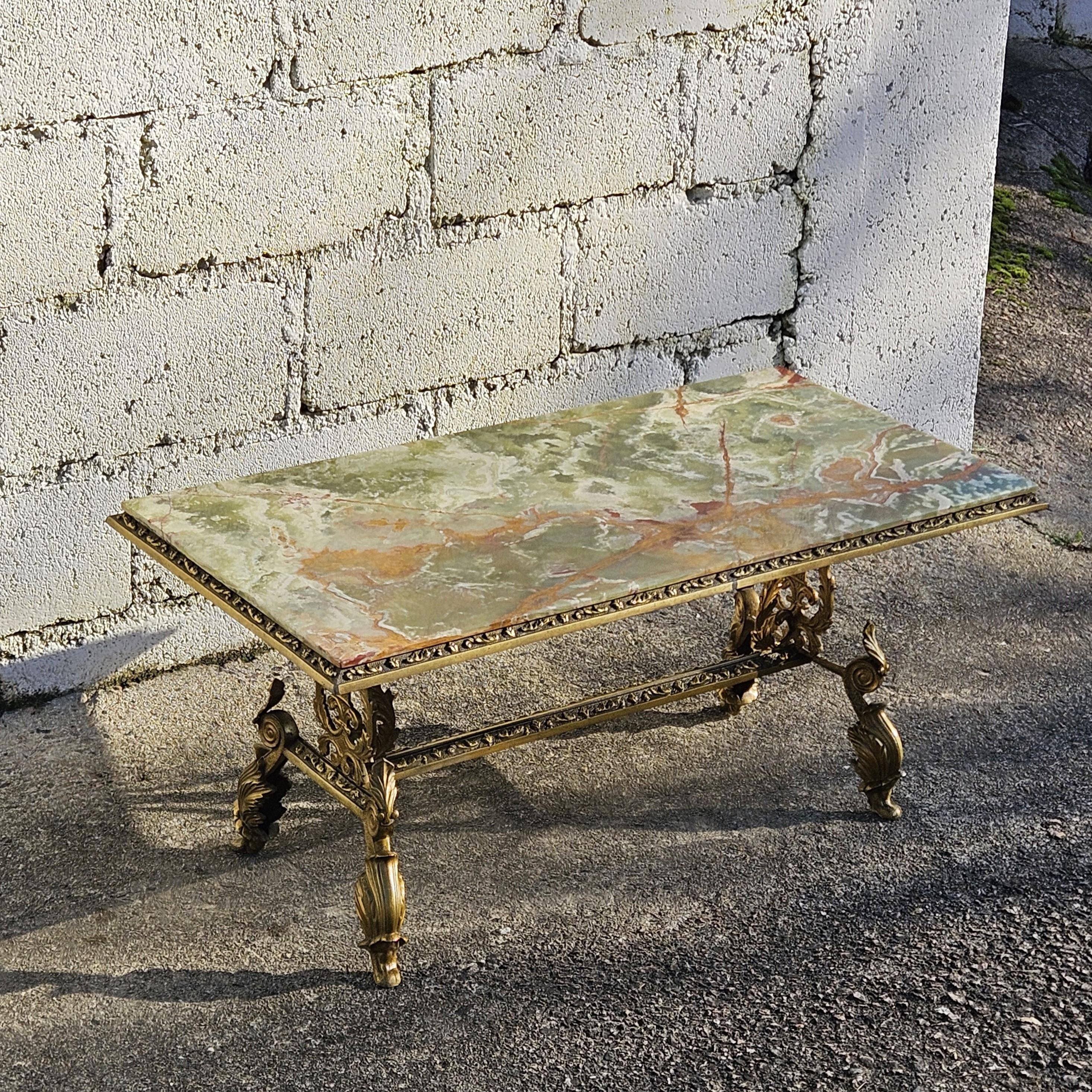 Antique Onyx Marble&Bronze Coffee Table -Marble Cocktail Table-Rococo Style-30s 1