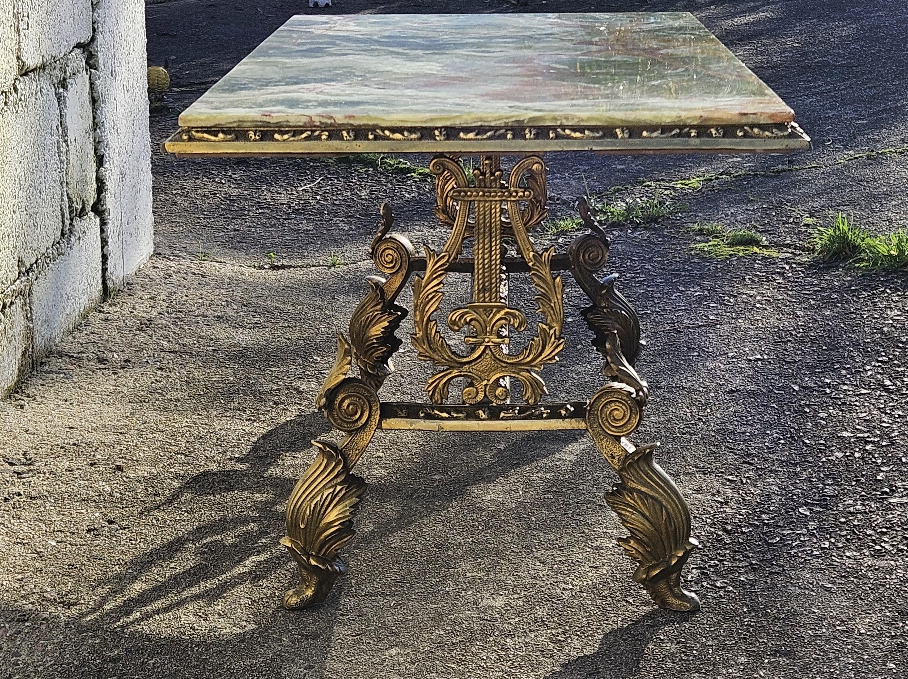 Antique Onyx Marble&Bronze Coffee Table -Marble Cocktail Table-Rococo Style-30s 2
