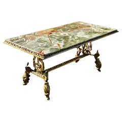 Antique Onyx Marble&Bronze Coffee Table -Marble Cocktail Table-Rococo Style-30s