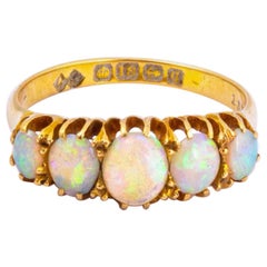 Antique Opal and 18 Carat Gold Five-Stone Ring