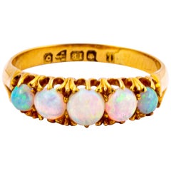 Antique Opal and 18 Carat Gold Five-Stone Ring