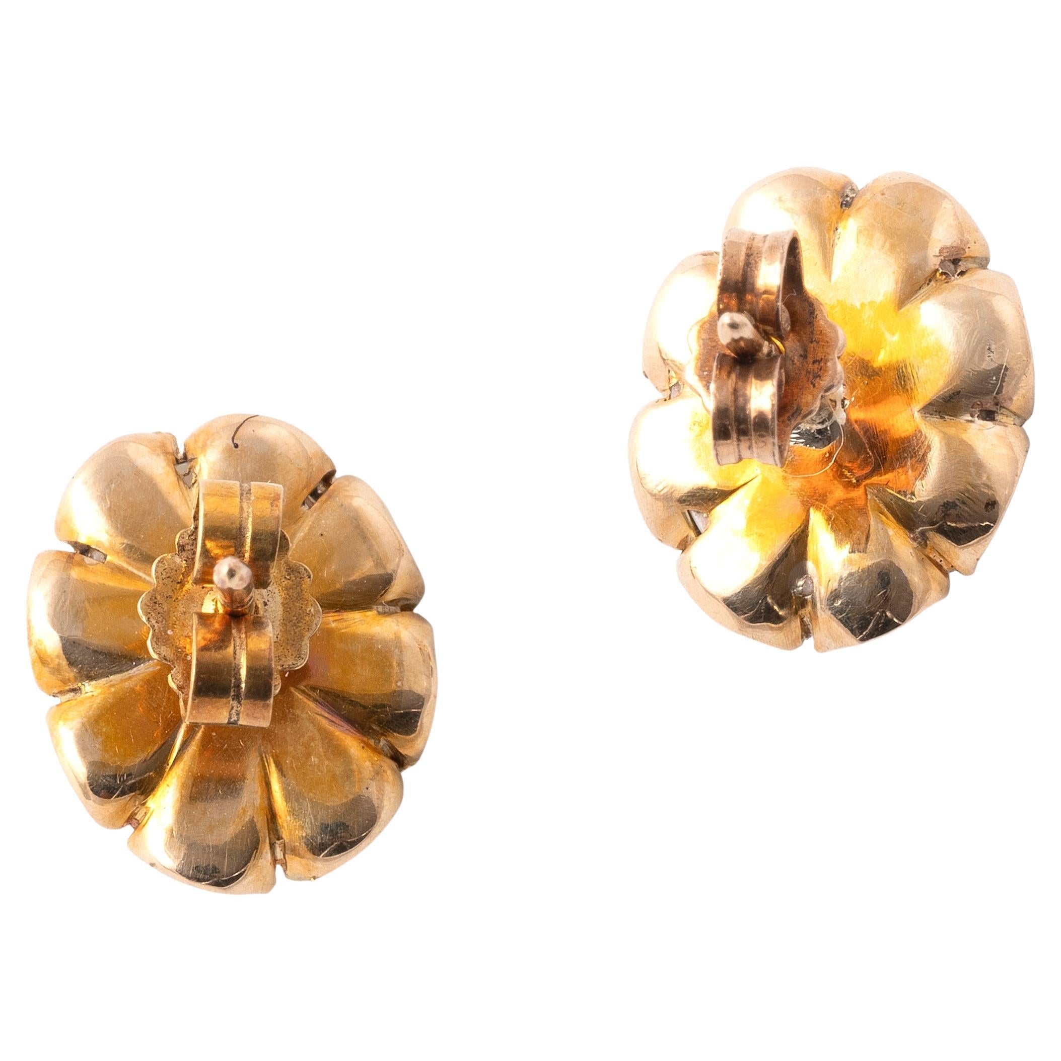 Art nouveau Boucles d'oreilles anciennes en Opale et Or jaune 18kt en vente