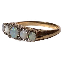 Antique Opal and 9 Carat Gold Five-Stone Ring