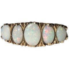 Antique Opal and 9 Carat Gold Five-Stone Ring