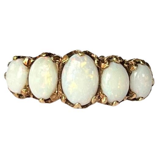 Antique Opal and 9 Carat Gold Five-Stone Ring