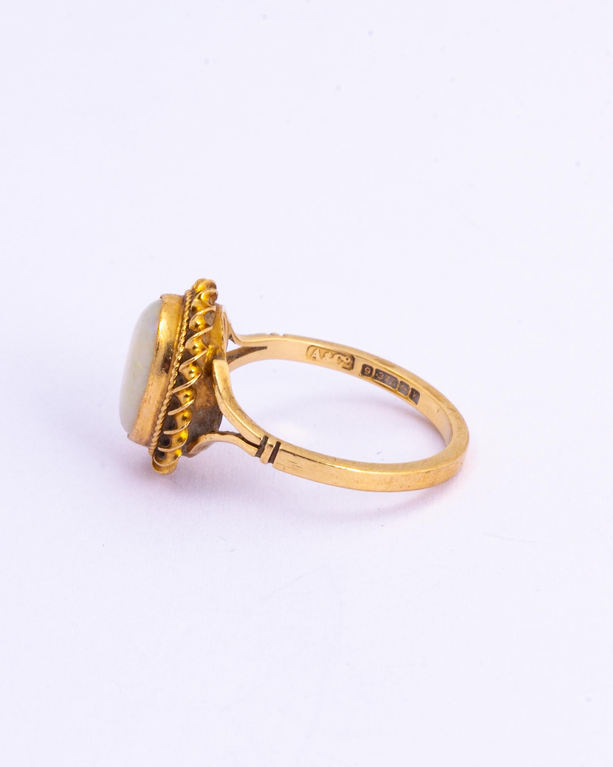 Edwardian Antique Opal and 9 Carat Gold Ring