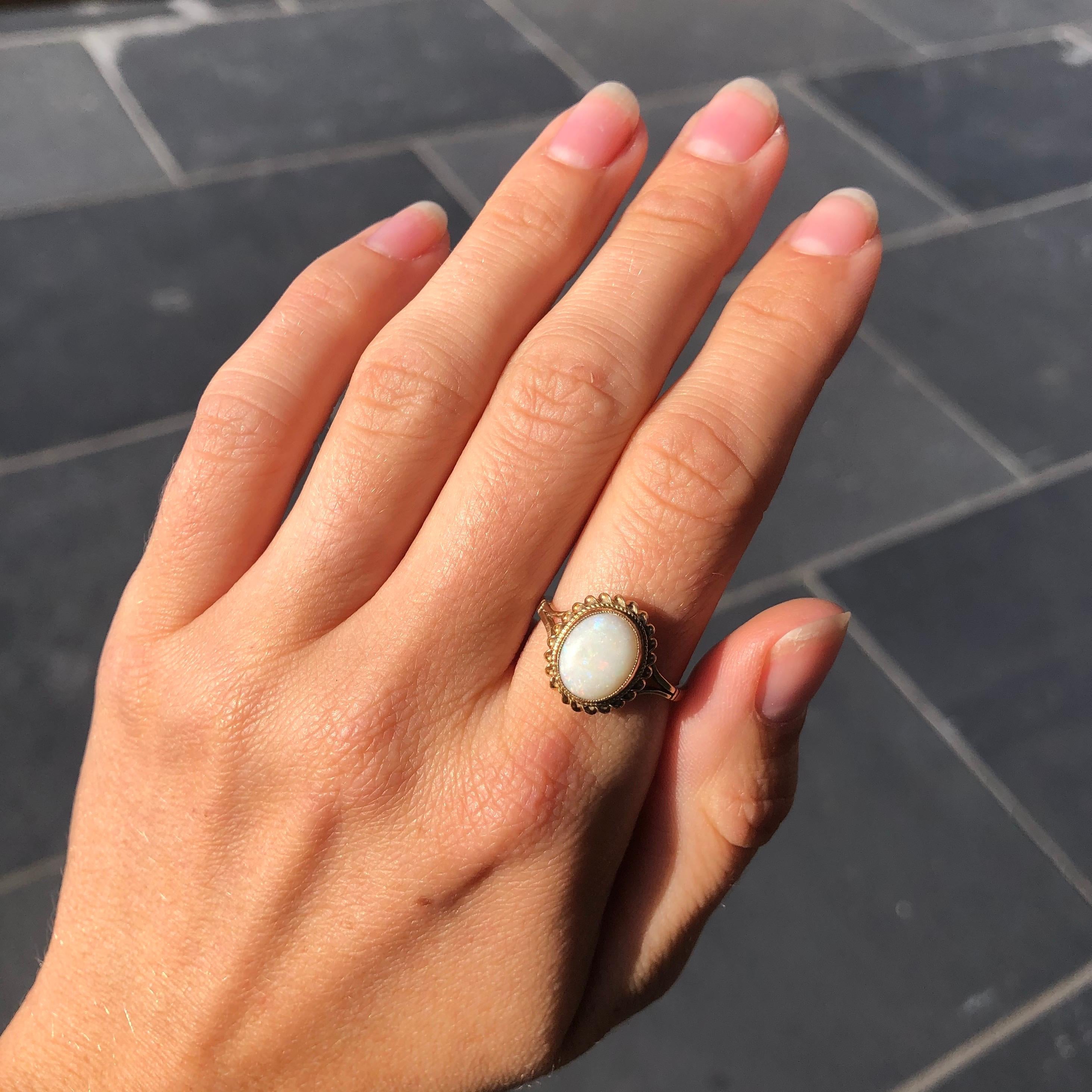 Women's Antique Opal and 9 Carat Gold Ring