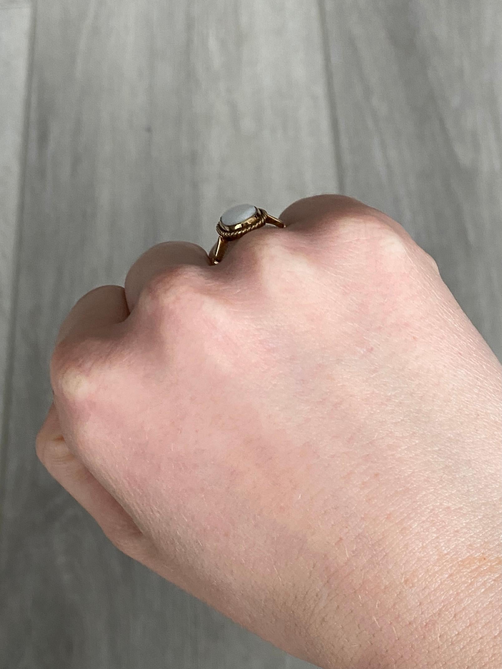 Cabochon Antique Opal and 9 Carat Gold Ring