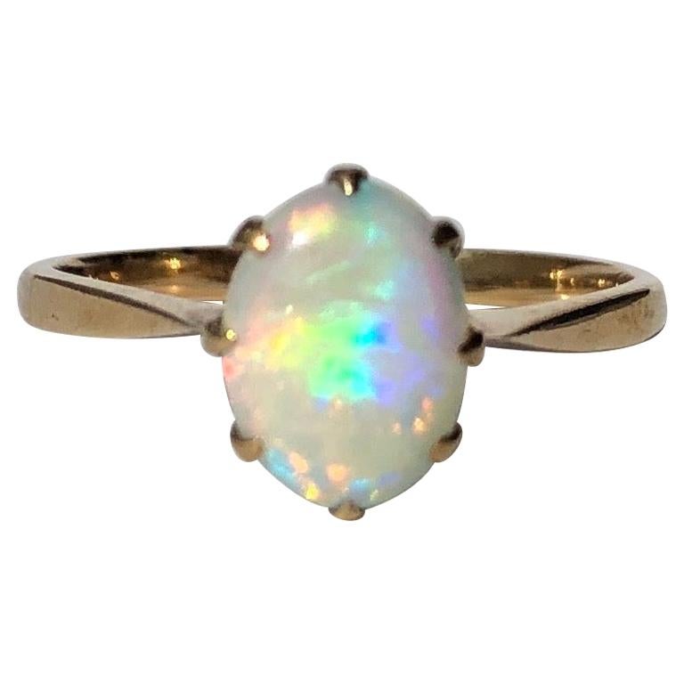 Antique Opal and 9 Carat Gold Solitaire Ring