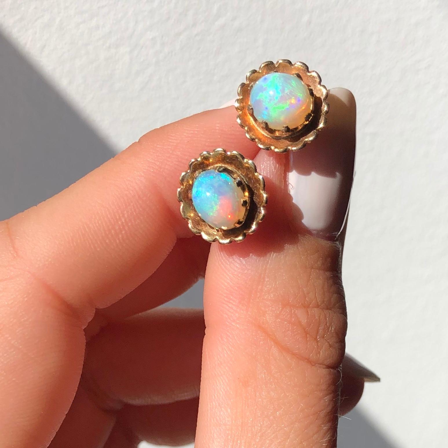 vintage opal stud earrings