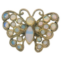 Antique Opal and 9K Yellow Gold English Butterfly Ring