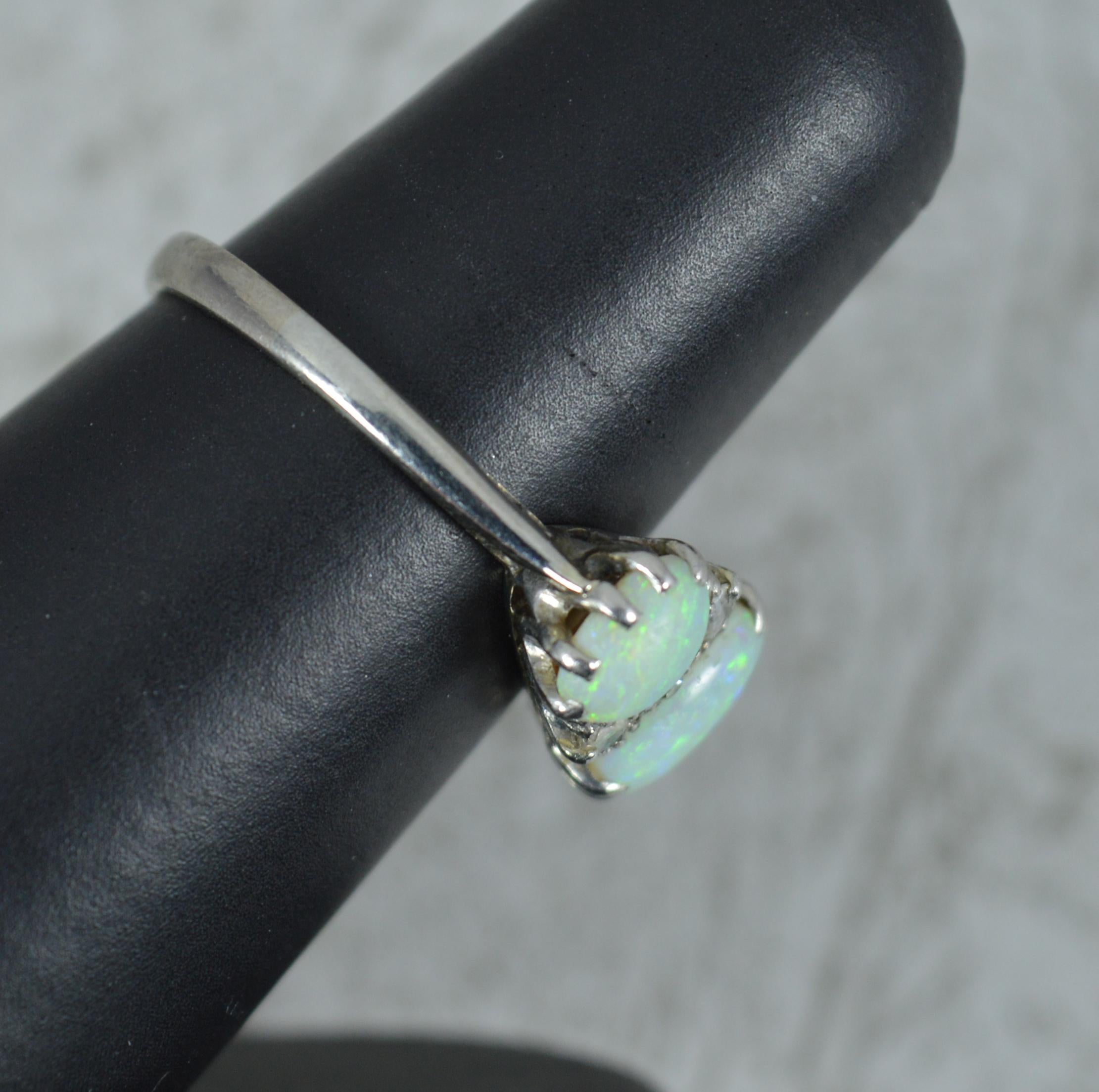 Antique Opal and Diamond 18ct White Gold Cluster Ring 4