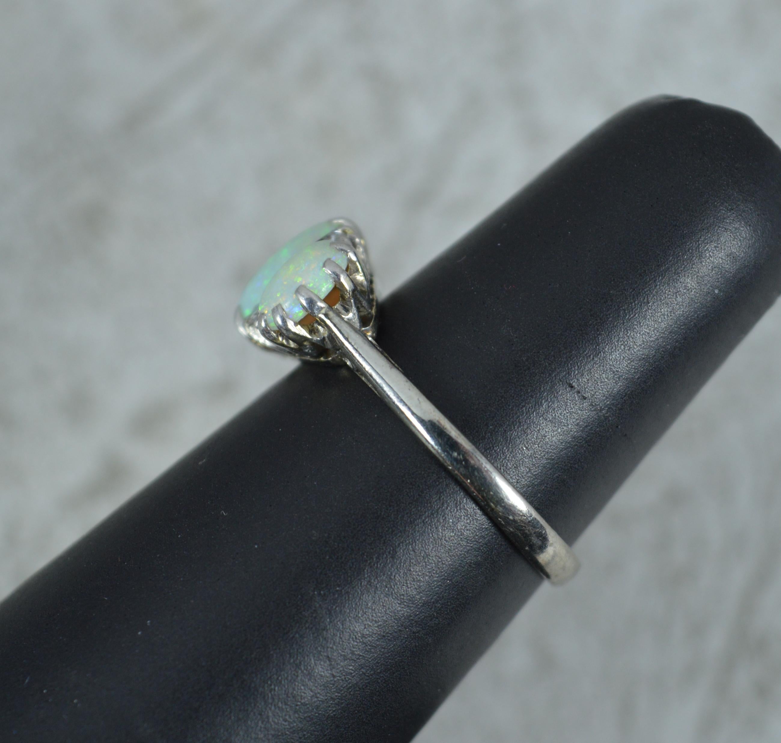 Antique Opal and Diamond 18ct White Gold Cluster Ring 2