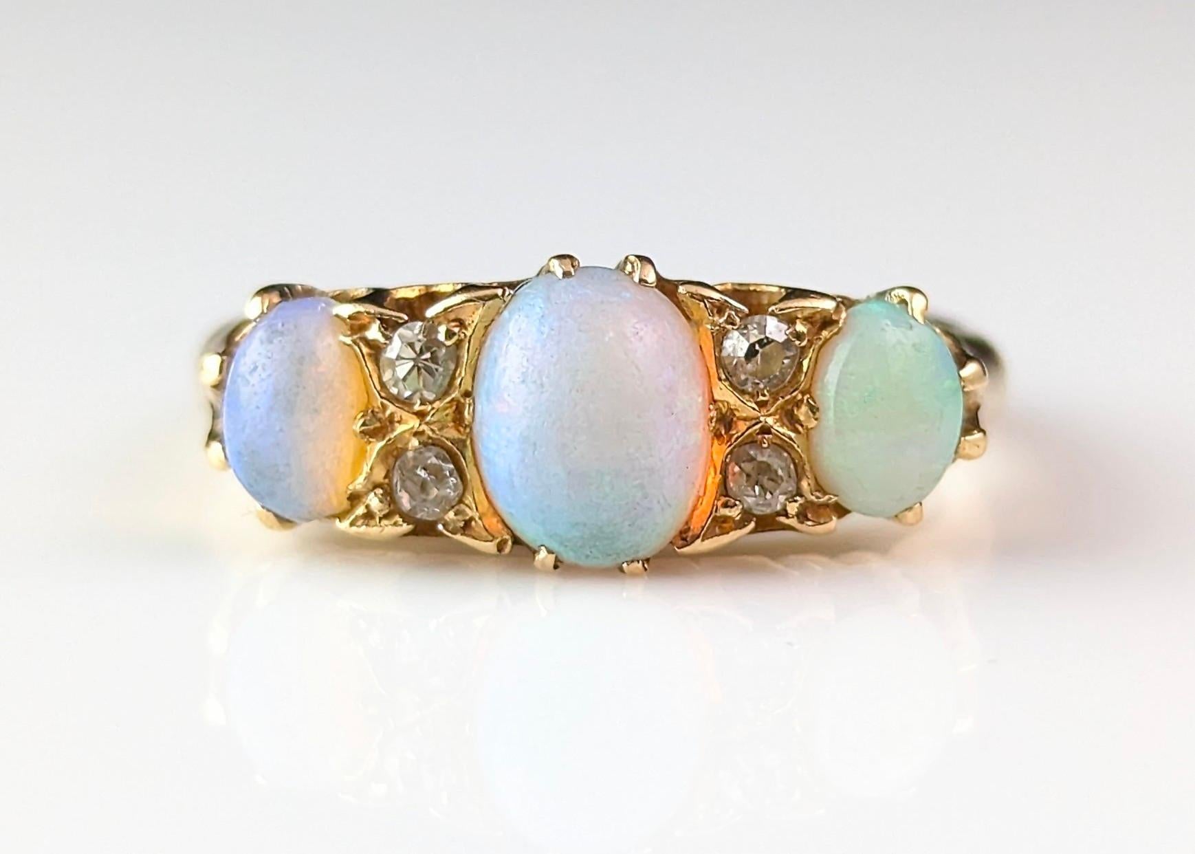Antique Opal and Diamond ring, 18ct gold, Edwardian  4