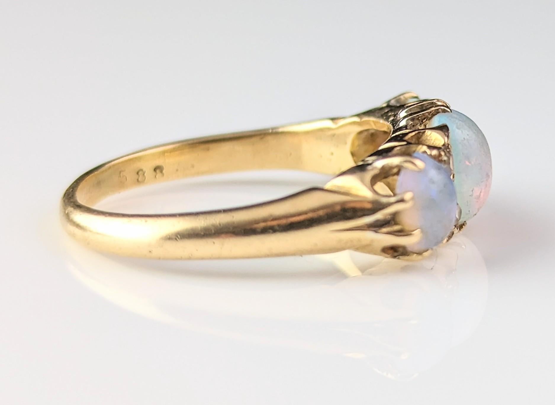 Antique Opal and Diamond ring, 18ct gold, Edwardian  5