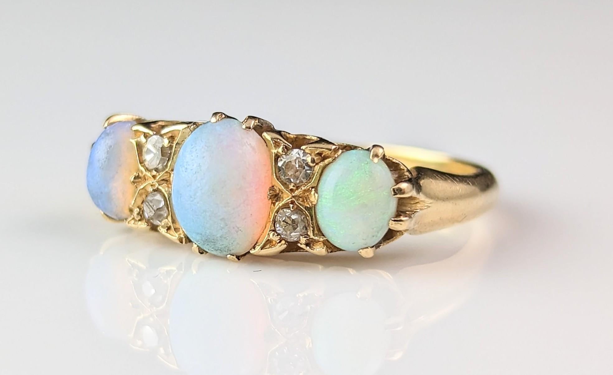 Antique Opal and Diamond ring, 18ct gold, Edwardian  9