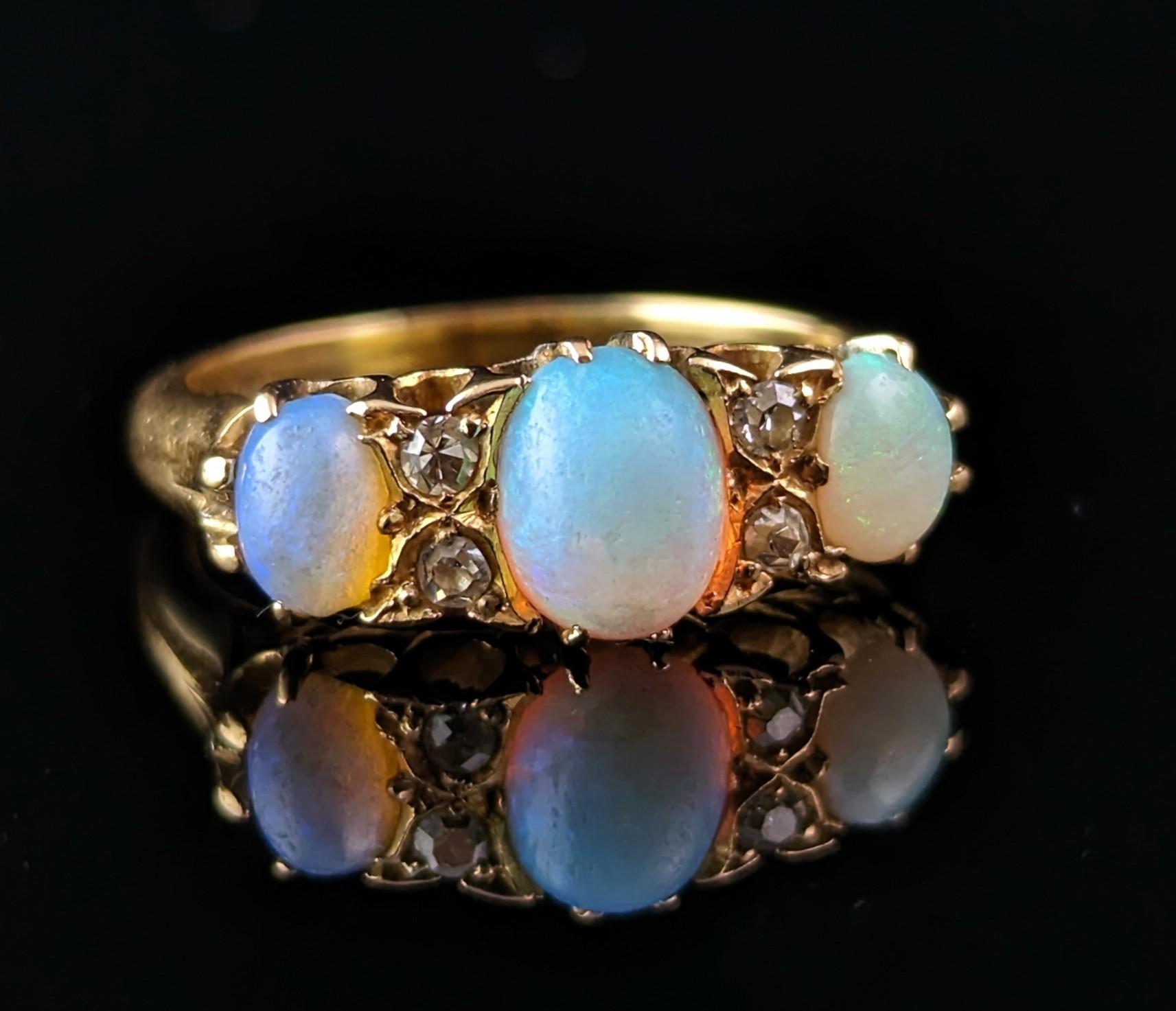 Antique Opal and Diamond ring, 18ct gold, Edwardian  3