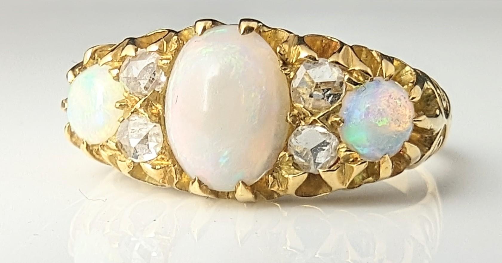Antique Opal and Diamond ring, 18k yellow gold, Edwardian  For Sale 10