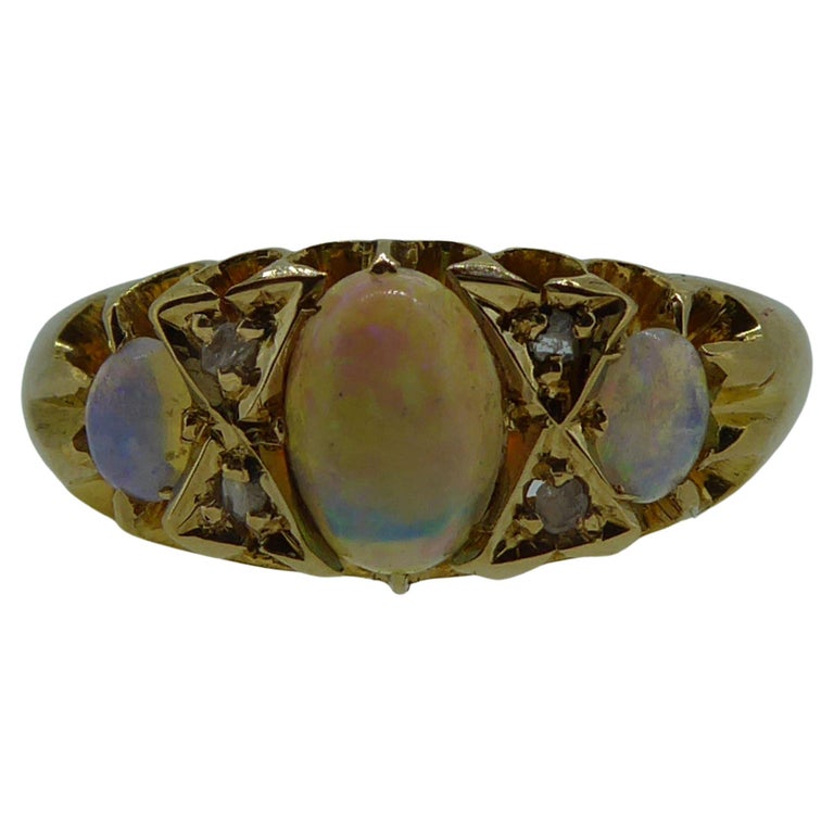 Antique Opal and Diamond Ring, Hallmarked 1902