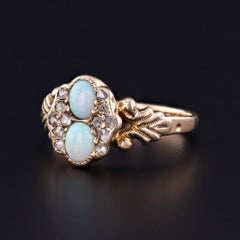 Antique Opal and Diamond Ring of 10k Gold, Circa 1890