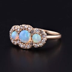 Antique Opal and Diamond Ring of 12k Gold
