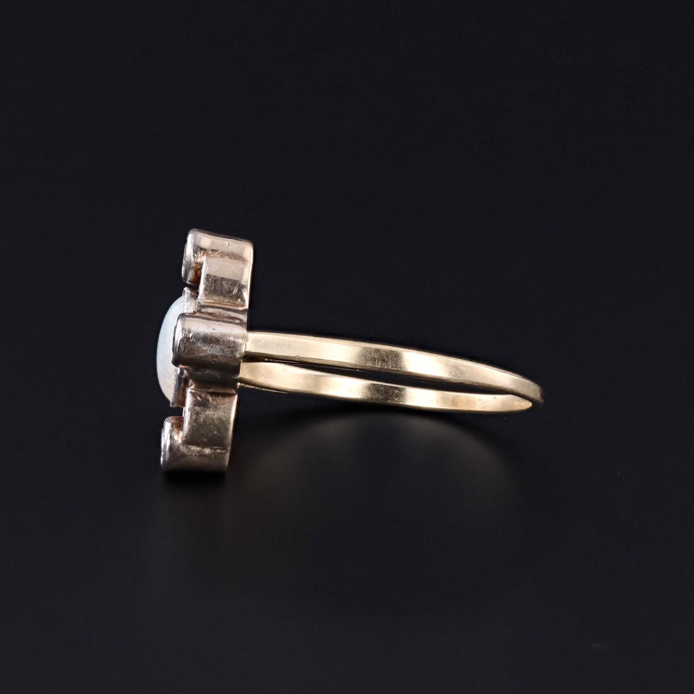Vittoriano Anello antico con opale e diamanti in oro 14k in vendita