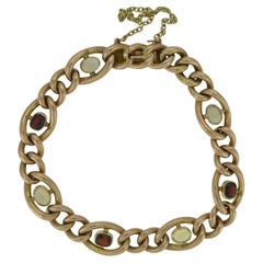 Antique Rose Gold Bracelet set with Opals and Garnets, Edwardian Circa 1900s